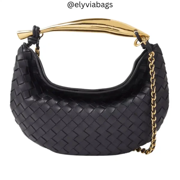 BV Sardine Bag with Chain Strap Black