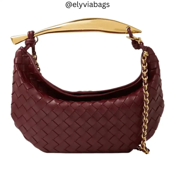 BV Sardine Bag with Chain Strap Maroon