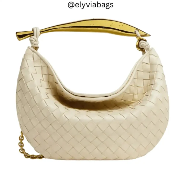 BV Sardine Bag with Chain Strap cream back view