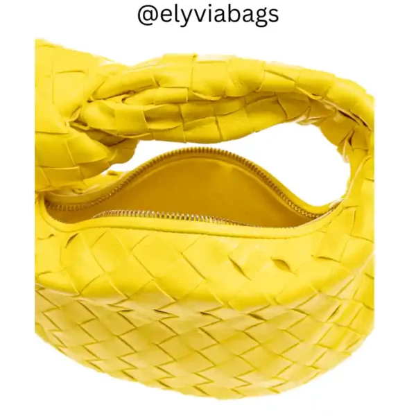 Bottega Veneta mini jodie yellow bag inside view