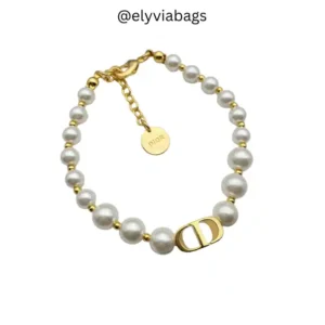 Elyviabags-CD 30 Montaigne Bracelet White Resin Pearls | Gold-Finish Metal