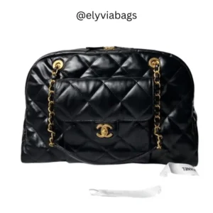 Chanel 24 A maxi bowling black bag Front view