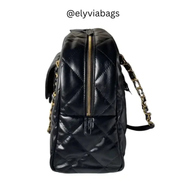 Chanel 24 A maxi bowling black bag side view