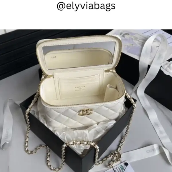 Chanel 24S Diamond Handle Makeup Bag inside Front view