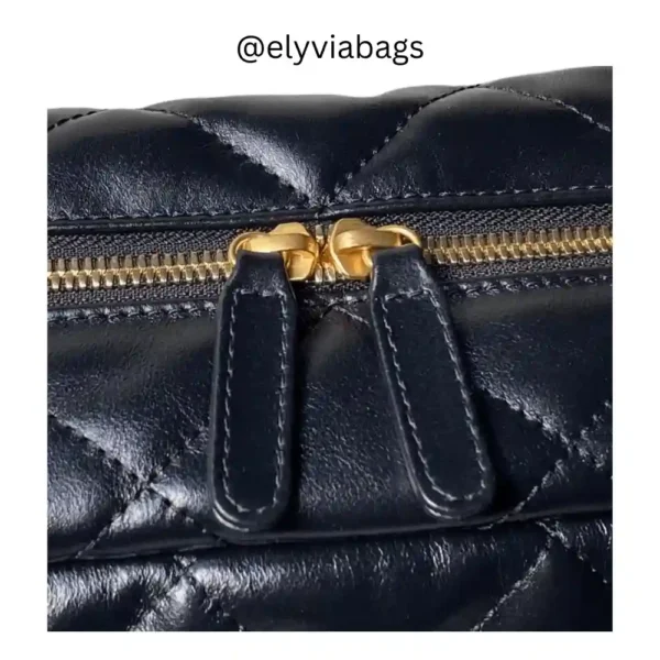 Chanel Black Bowling Bag zip view