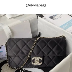 Chanel Black Rectangular Flap Classic Shoulder Bag Front view