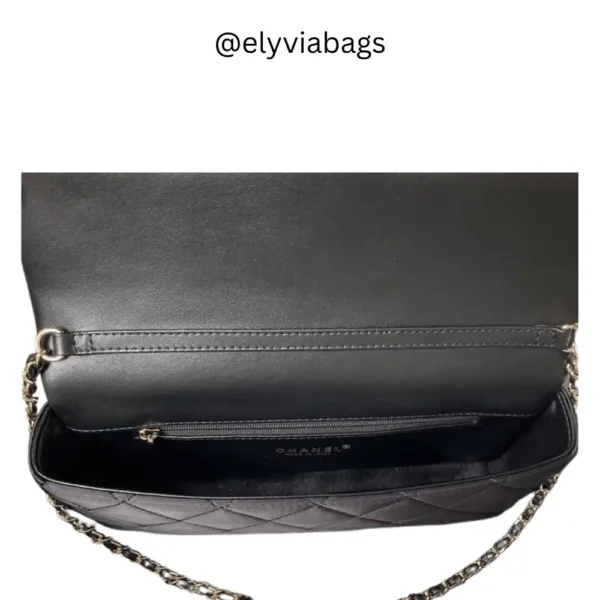 Chanel Black Rectangular Flap Classic Shoulder Bag open view
