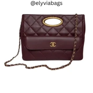 Chanel Clutch Flap Bag Plum Front view