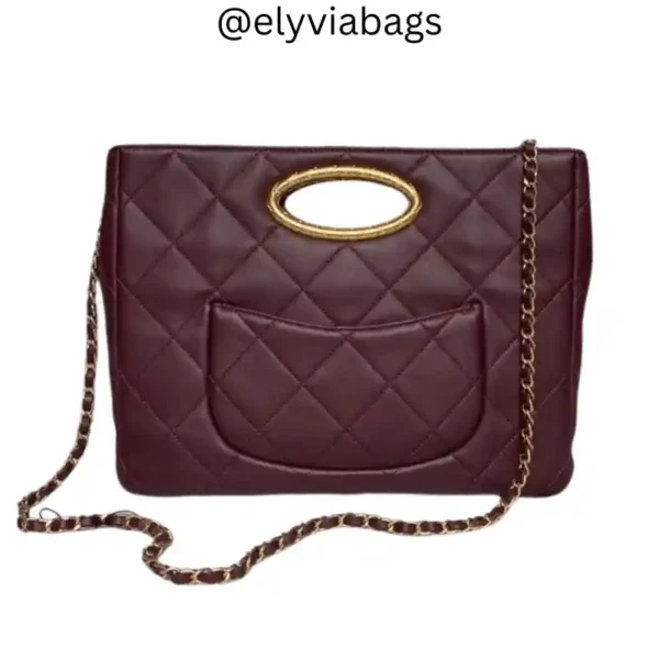 Chanel Clutch Flap Bag Plum back view