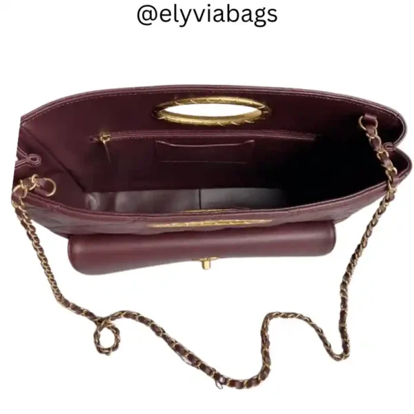 Chanel Clutch Flap Bag Plum hardware view