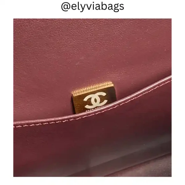 Chanel Clutch Flap Bag Plum stamp view