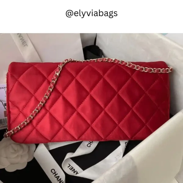 Chanel Red Rectangular Flap Classic Shoulder Bag back view