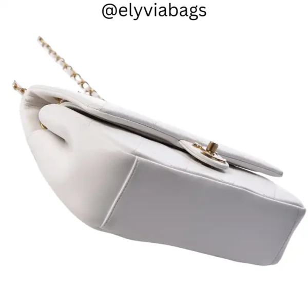 Chanel Small Chain Handle Flap latte bag bottom view