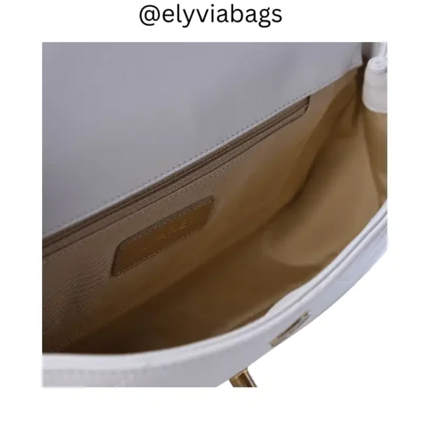 Elyviabags-Chanel-inspired Small Chain Handle Flap Latte Bag - Image 4