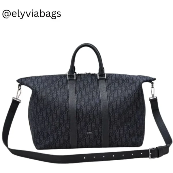 Dior embroidered cowhide handheld men's shoulder crossbody travel bag back view