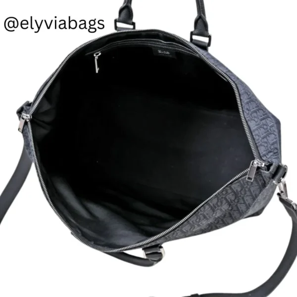 Dior embroidered cowhide handheld men's shoulder crossbody travel bag inside view