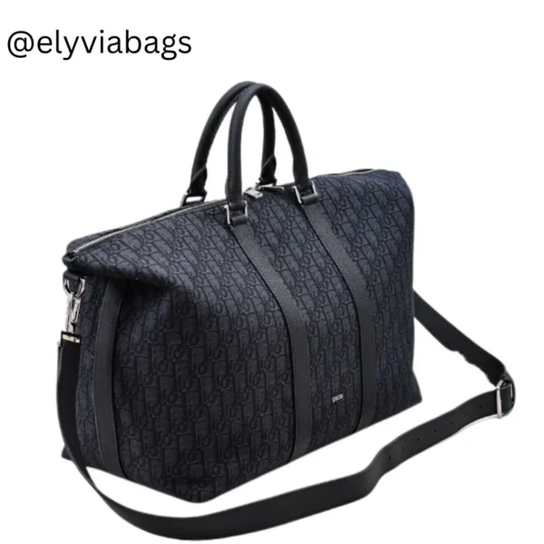 Dior embroidered cowhide handheld men's shoulder crossbody travel bag side view