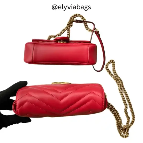 GG-Marmont Shoulder Bag Red top and bottom view