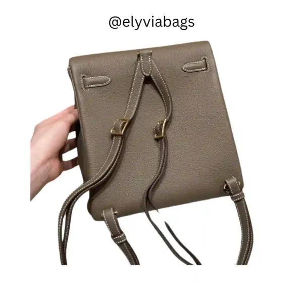 Hermes Kelly Addo brown backpack Back view