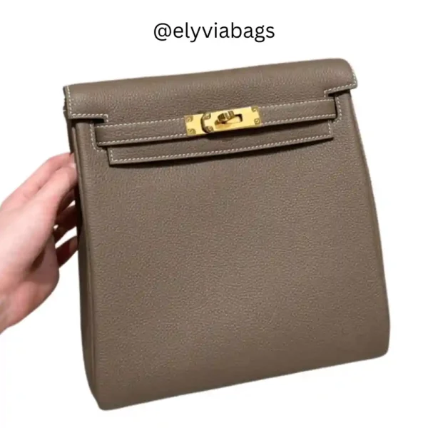 Hermes Kelly Addo brown backpack Front view