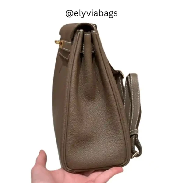 Hermes Kelly Addo brown backpack Side View
