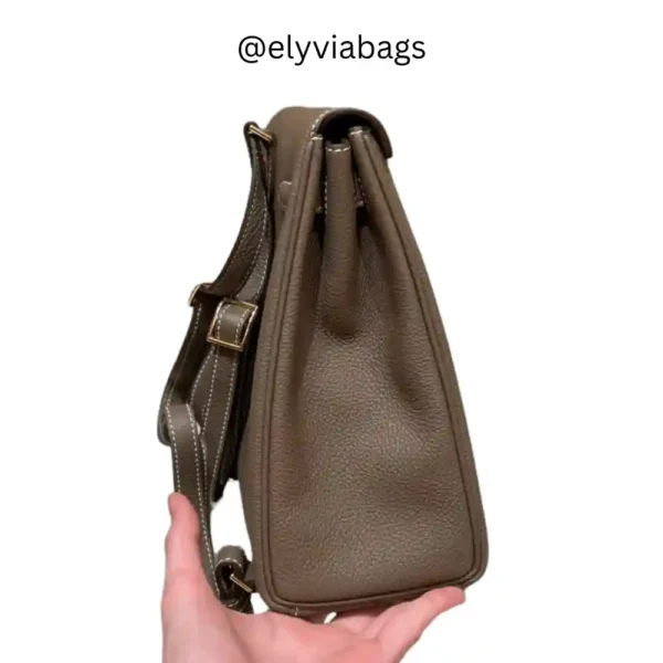 Hermes Kelly Addo brown backpack Side view 2