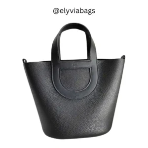 Hermes loop 18 clemence 18 cm black front view