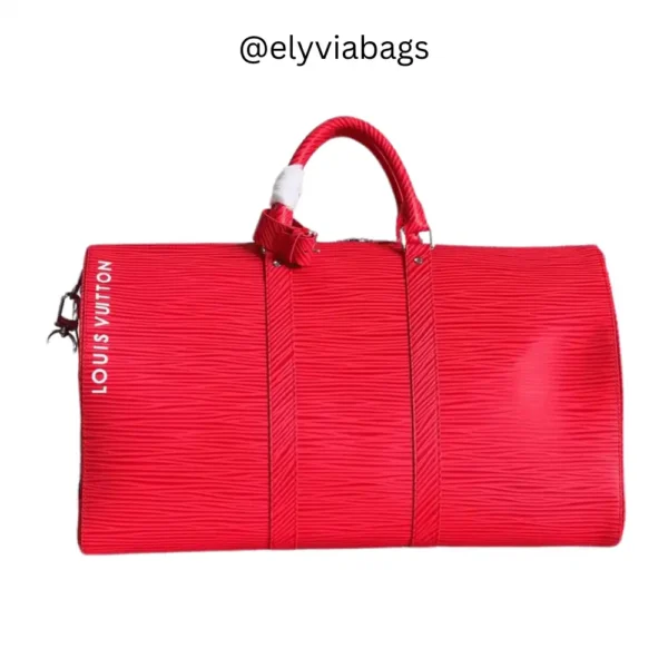 LV Keepall Bandoulière 50 Red back view