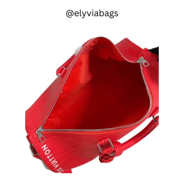 LV Keepall Bandoulière 50 Red inside view