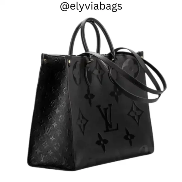 LV onthego gm black tote bag with straps