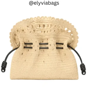 Loewe medium flamenco clutch in raffia front view