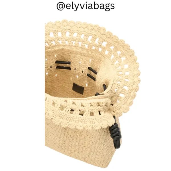 Loewe medium flamenco clutch in raffia open view