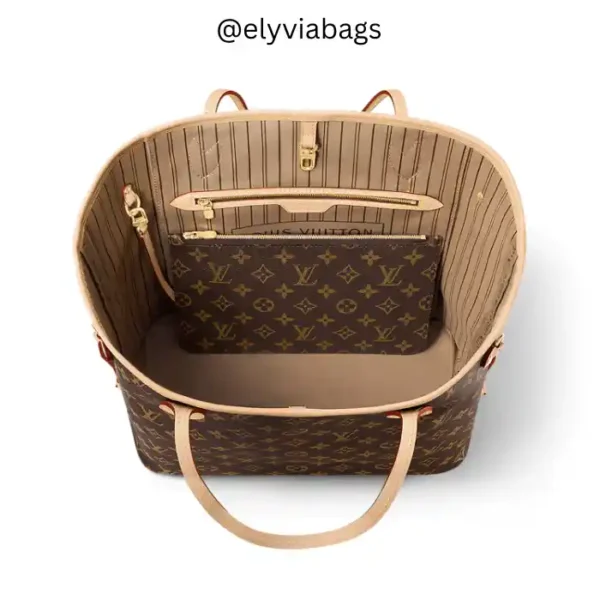 Louis Vuitton Neverfull MM Tote Bag Beige color inside view
