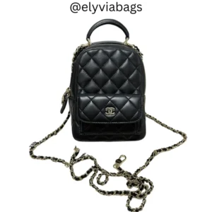 Mini Quilted Caviar Backpack Black Front view