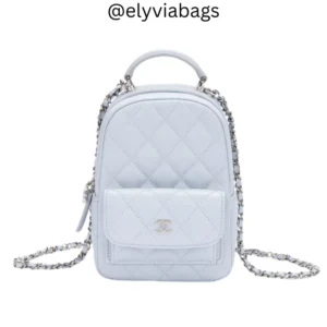 Mini Quilted Caviar Backpack light blue Front view
