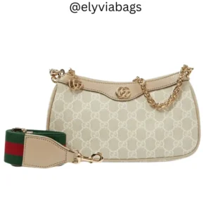 Ophidia Small GG canvas shoulder bag in beige with strap