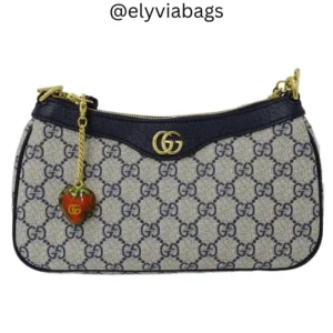 Ophidia Small GG canvas shoulder bag in navy with charm