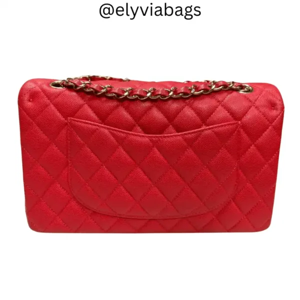 Quilted Medium Double Flap Red Bag back view