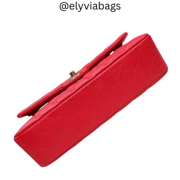 Quilted Medium Double Flap Red Bag bottom view