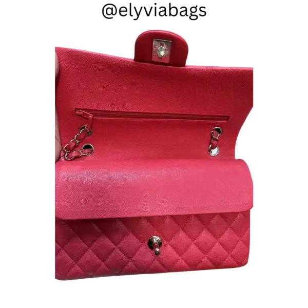 Quilted Medium Double Flap Red Bag open view