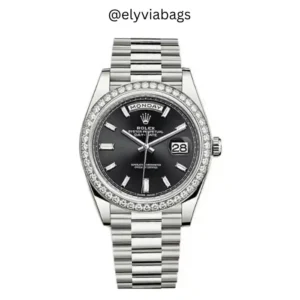 Rolex Day-Date with Stoned Bezel Black Dial