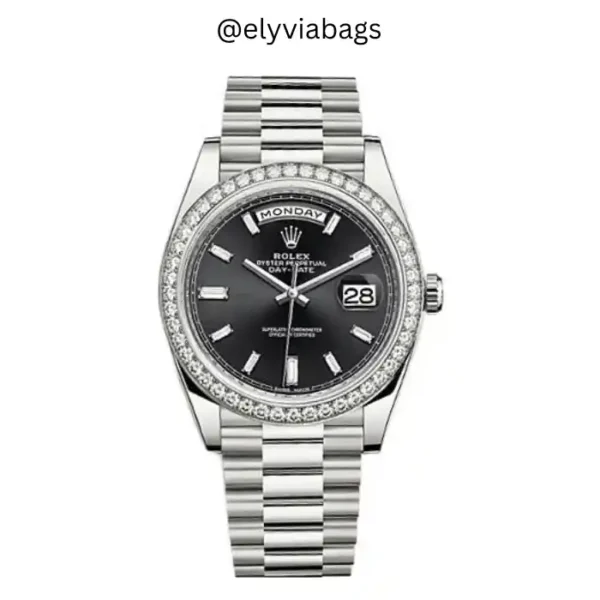 Rolex Day-Date with Stoned Bezel Black Dial