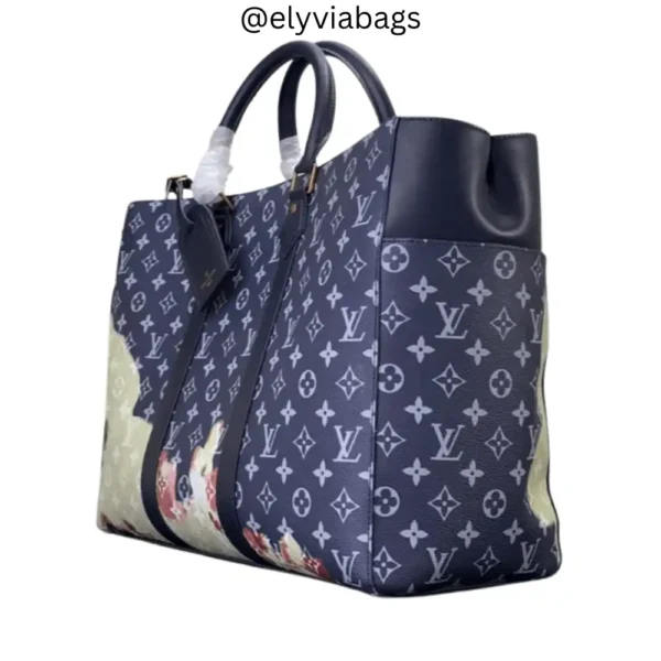 Sac Plat 24H Ink Blue Handbag Side View