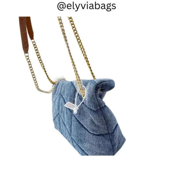 Saint Laurent Puffer Toy Bag – Denim Front view