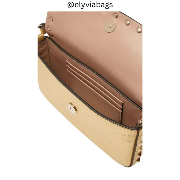 VG Mini Rockstud Shoulder Bag in Grained Leather open view