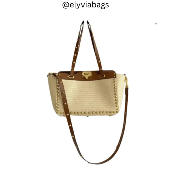 VG Raffia Rockstud Tote Bag Beige bag