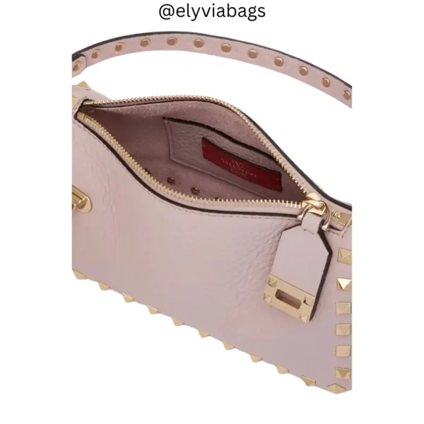 VG Small Rockstud Crossbody Bag Pink open view