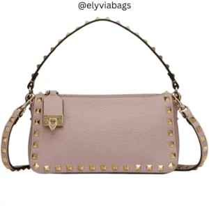 VG Small Rockstud Crossbody Bag pink front view