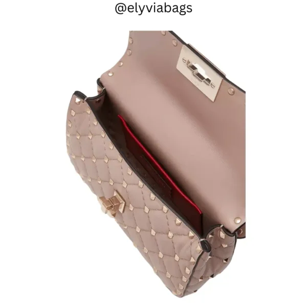 VG Small Rockstud Spide bag pink open view