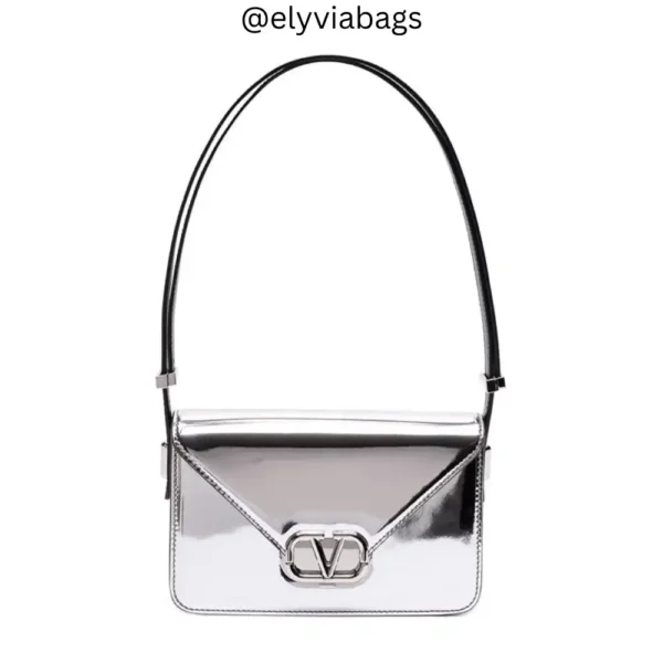 VG VLOGO Letter Shoulder Bag Silver front view